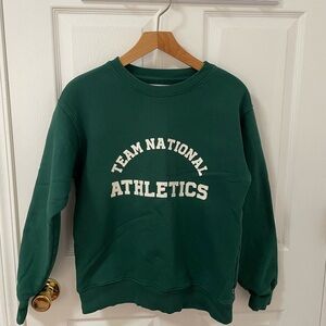 Aritzia TNA Dark Green Fleece Crew Neck Sweatshirt